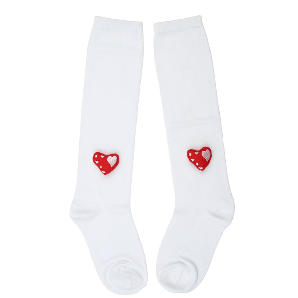 Unisex Cotton White Calf Length Kids Long Heart Face Socks-SK1488andF17