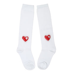 Unisex Cotton White Calf Length Kids Long Heart Face Socks-SK1487andF17