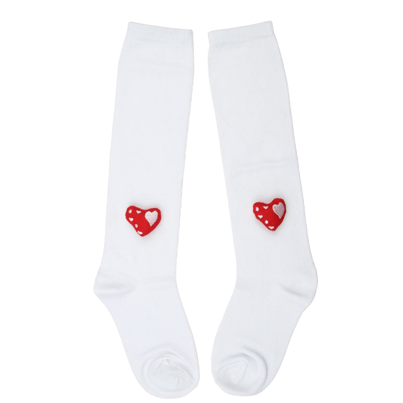 Unisex Cotton White Calf Length Kids Long Heart Face Socks-SK1487andF17