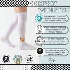 Unisex Cotton White Calf Length Kids Long Tiger Face Socks-SK1486andF19