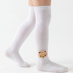 Unisex Cotton White Calf Length Kids Long Tiger Face Socks-SK1488andF19