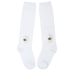 Unisex Cotton White Calf Length Kids Long Smiley Star Face Socks-SK1488andF27
