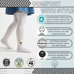 Unisex Cotton White Calf Length Kids Long Smiley Star Face Socks-SK1488andF27