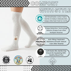 Unisex Cotton White Calf Length Kids Long Smiley Star Face Socks-SK1488andF29