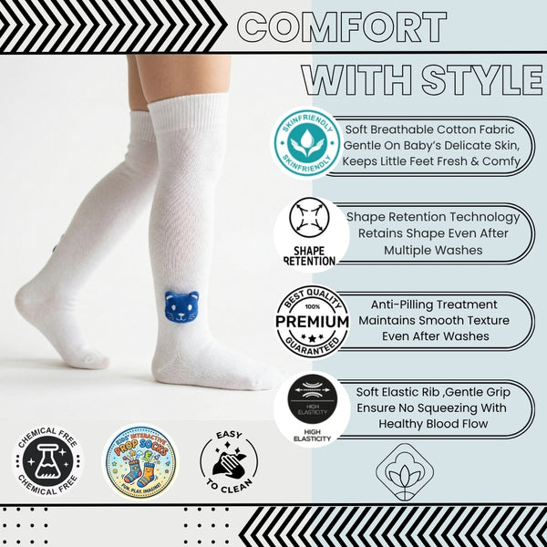 Unisex Cotton White Calf Length Kids Long Cat Face Socks-SK1486andF38