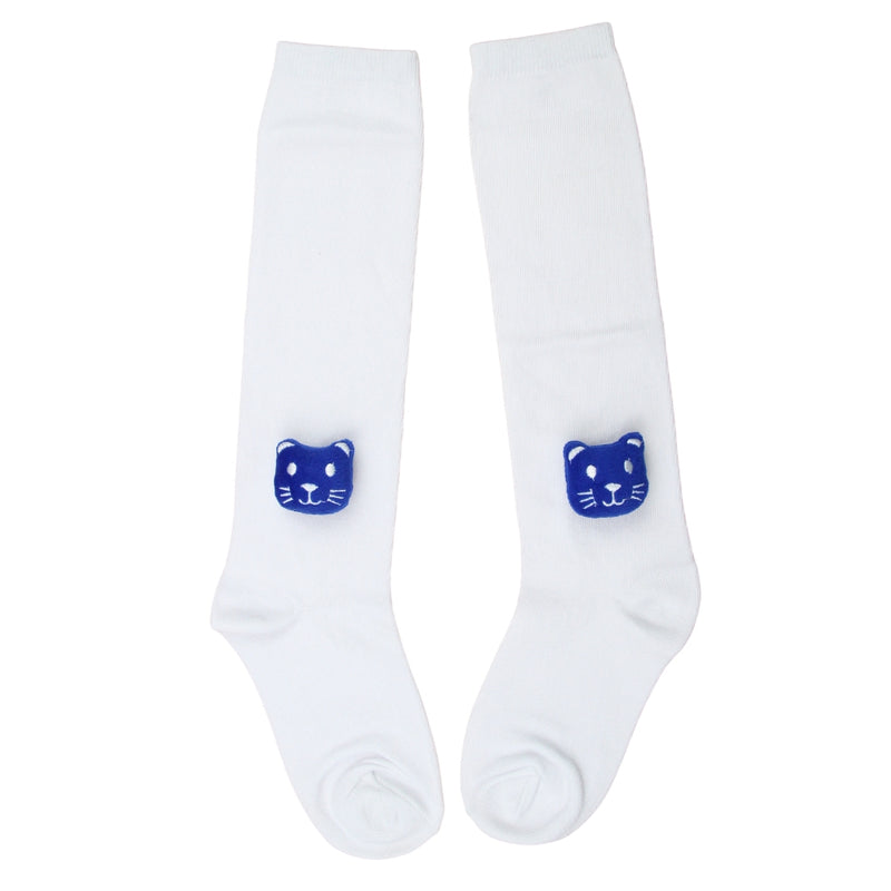 Unisex Cotton White Calf Length Kids Long Cat Face Socks-SK1488andF38