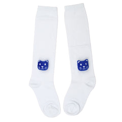 Unisex Cotton White Calf Length Kids Long Cat Face Socks-SK1487andF38