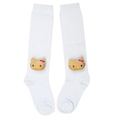 Unisex Cotton White Calf Length Kids Long Cat Face Socks-SK1487andF46