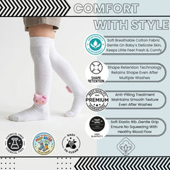 Unisex Cotton White Calf Length Kids Long Cat Face Socks-SK1488andF47