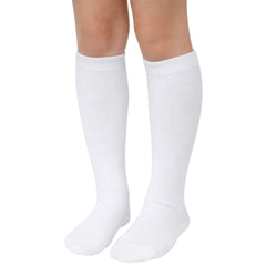 Baby Unisex Cotton Plain Calf Length White Kids Long Socks-SK1487