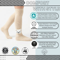 Unisex Cotton Beige Calf Length Kids Long Bear Face Socks-SK1490andF22