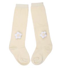 Unisex Cotton Beige Calf Length Kids Long Star Face Socks-SK1491andF42