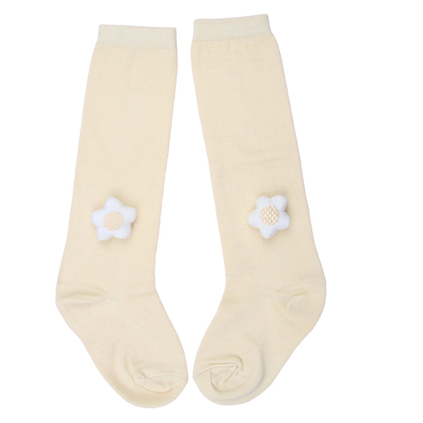 Unisex Cotton Beige Calf Length Kids Long Star Face Socks-SK1490andF42