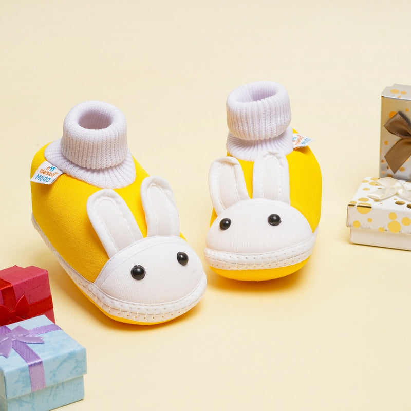 6 To 12 Months Baby Boys & Baby Girls Cute Soft Cotton Pre-Walker Rabbit Face Booties