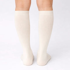 Baby Unisex Cotton Plain Calf Length Beige Cream Kids Long Socks-SK1490