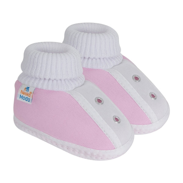 6 To 12 Months Baby Boys & Baby Girls Cute Soft Cotton Pre-Walker Shoes Booties (Pink)-SK180