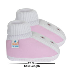 6 To 12 Months Baby Boys & Baby Girls Cute Soft Cotton Pre-Walker Shoes Booties (Pink)-SK180