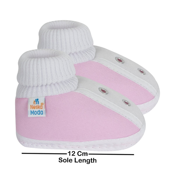 6 To 12 Months Baby Boys & Baby Girls Cute Soft Cotton Pre-Walker Shoes Booties (Pink)-SK180