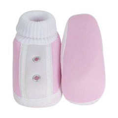 6 To 12 Months Baby Boys & Baby Girls Cute Soft Cotton Pre-Walker Shoes Booties (Pink)-SK180