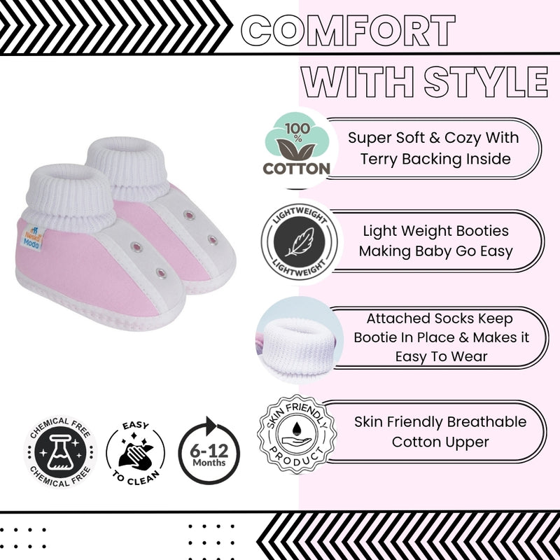 6 To 12 Months Baby Boys & Baby Girls Cute Soft Cotton Pre-Walker Shoes Booties (Pink)-SK180