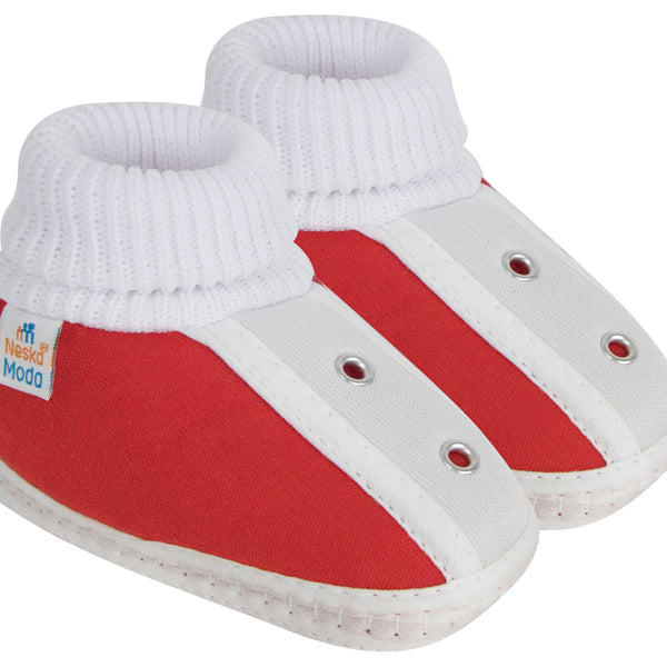 6 To 12 Months Baby Boys & Baby Girls Cute Soft Cotton Pre-Walker Shoes Booties (Red)-SK181