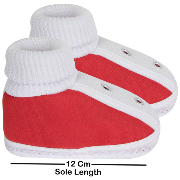 6 To 12 Months Baby Boys & Baby Girls Cute Soft Cotton Pre-Walker Shoes Booties (Red)-SK181