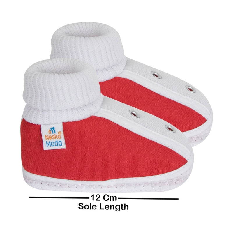 6 To 12 Months Baby Boys & Baby Girls Cute Soft Cotton Pre-Walker Shoes Booties (Red)-SK181