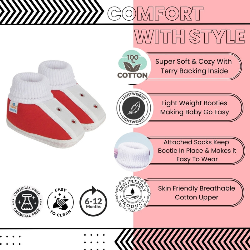 6 To 12 Months Baby Boys & Baby Girls Cute Soft Cotton Pre-Walker Shoes Booties (Red)-SK181