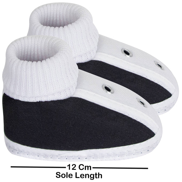 6 To 12 Months Baby Boys & Baby Girls Cute Soft Cotton Pre-Walker Shoes Booties (Black)-SK183