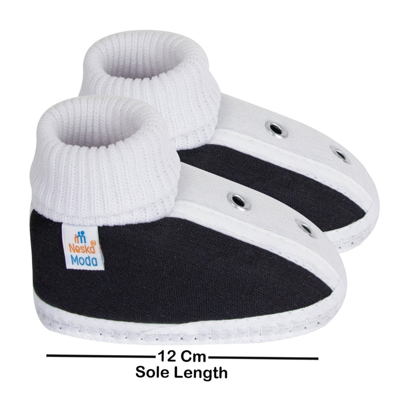 6 To 12 Months Baby Boys & Baby Girls Cute Soft Cotton Pre-Walker Shoes Booties (Black)-SK183