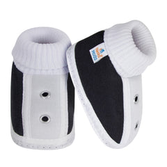 6 To 12 Months Baby Boys & Baby Girls Cute Soft Cotton Pre-Walker Shoes Booties (Black)-SK183