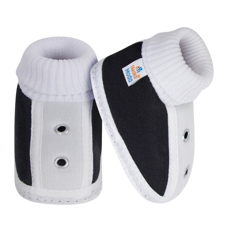 6 To 12 Months Baby Boys & Baby Girls Cute Soft Cotton Pre-Walker Shoes Booties (Black)-SK183