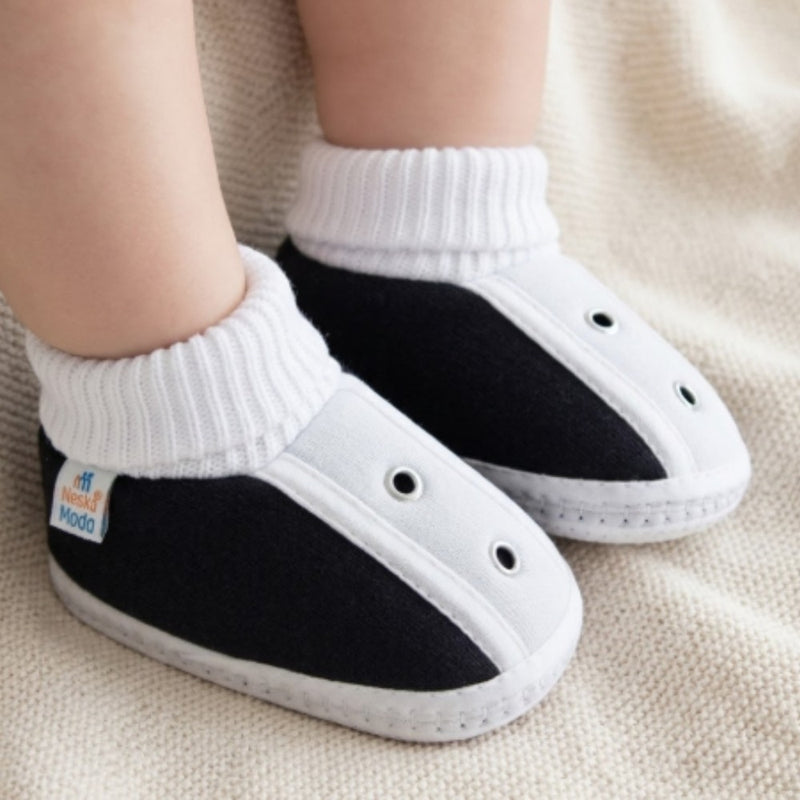 6 To 12 Months Baby Boys & Baby Girls Cute Soft Cotton Pre-Walker Shoes Booties (Black)-SK183