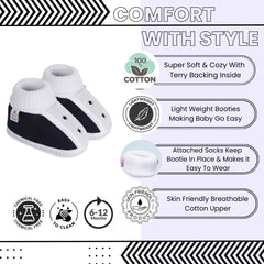 6 To 12 Months Baby Boys & Baby Girls Cute Soft Cotton Pre-Walker Shoes Booties (Black)-SK183
