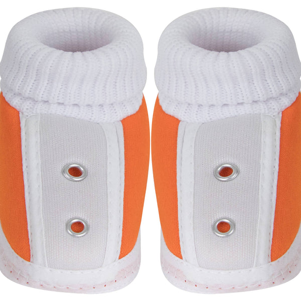6 To 12 Months Baby Boys & Baby Girls Cute Soft Cotton Pre-Walker Booties (Orange)-SK184