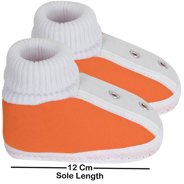 6 To 12 Months Baby Boys & Baby Girls Cute Soft Cotton Pre-Walker Booties (Orange)-SK184