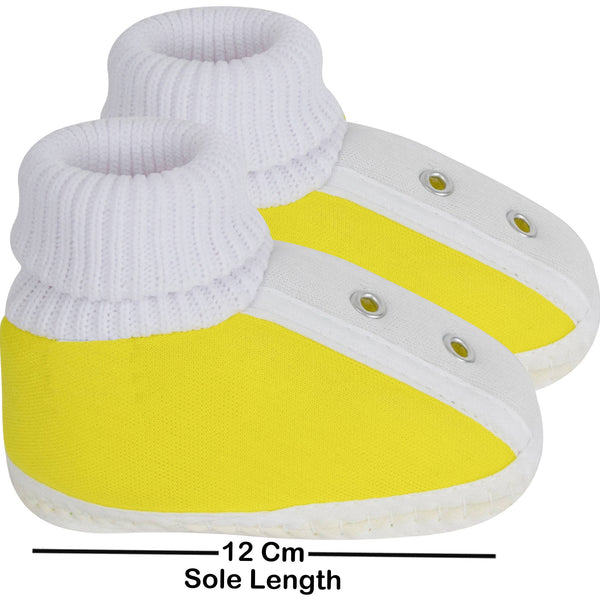 6 To 12 Months Baby Boys & Girls Cotton Pre-Walker Shoes Booties (Yellow)-SK185