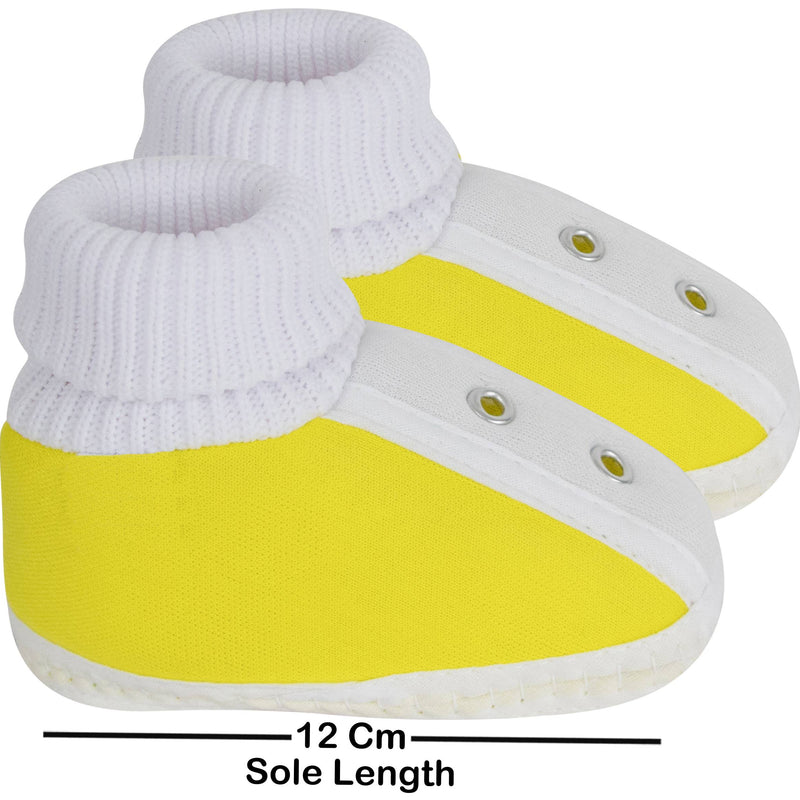 6 To 12 Months Baby Boys & Girls Cotton Pre-Walker Shoes Booties (Yellow)-SK185