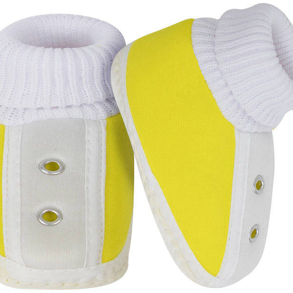 6 To 12 Months Baby Boys & Girls Cotton Pre-Walker Shoes Booties (Yellow)-SK185