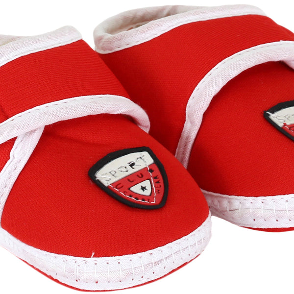 6 To 12 Months Baby Boys & Girls Soft Cotton Pre-Walker Sports Booties (Red, White)-SK186