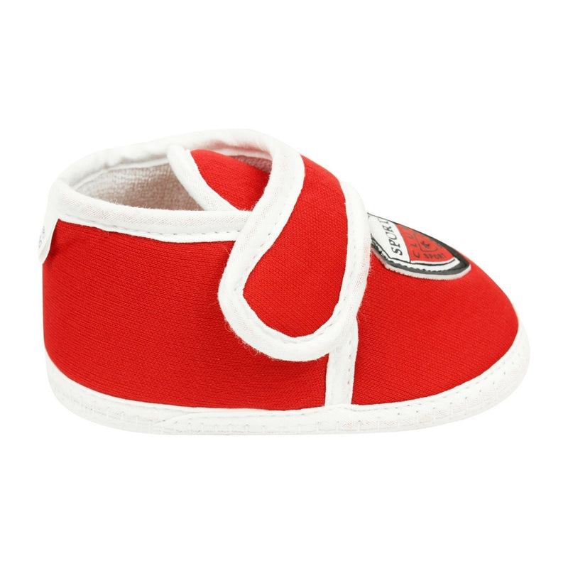 6 To 12 Months Baby Boys & Girls Soft Cotton Pre-Walker Sports Booties (Red, White)-SK186