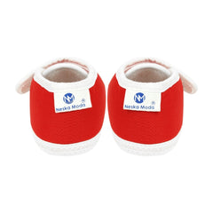 6 To 12 Months Baby Boys & Girls Soft Cotton Pre-Walker Sports Booties (Red, White)-SK186