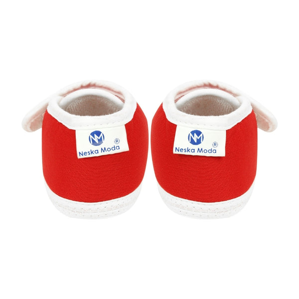 6 To 12 Months Baby Boys & Girls Soft Cotton Pre-Walker Sports Booties (Red, White)-SK186