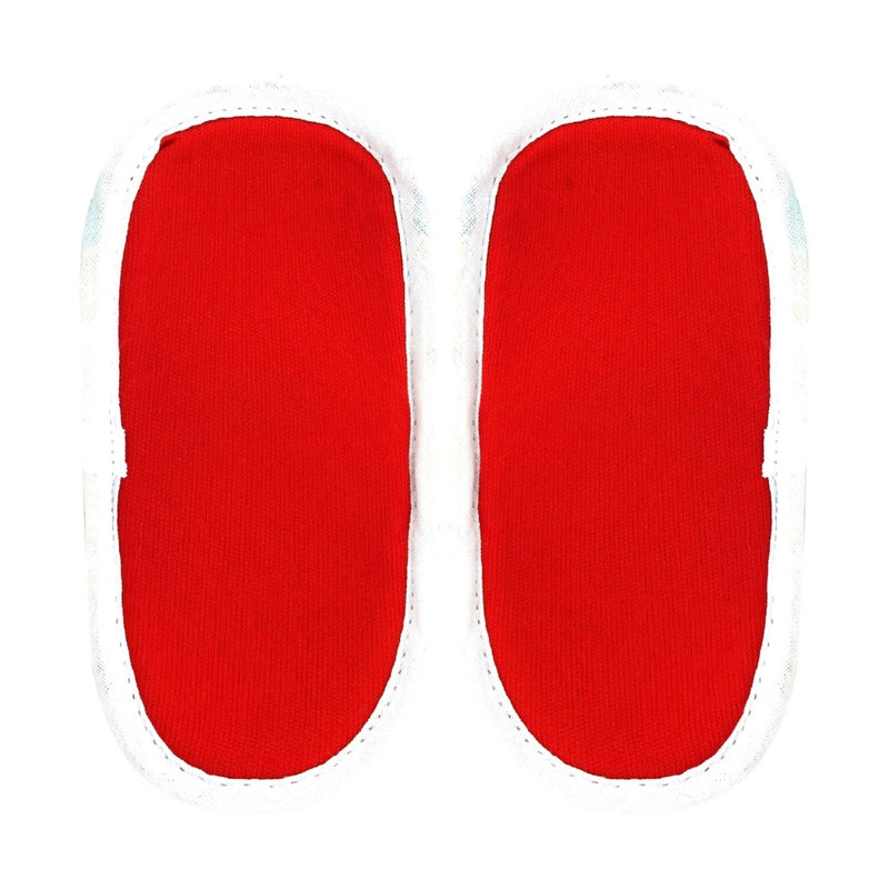6 To 12 Months Baby Boys & Girls Soft Cotton Pre-Walker Sports Booties (Red, White)-SK186
