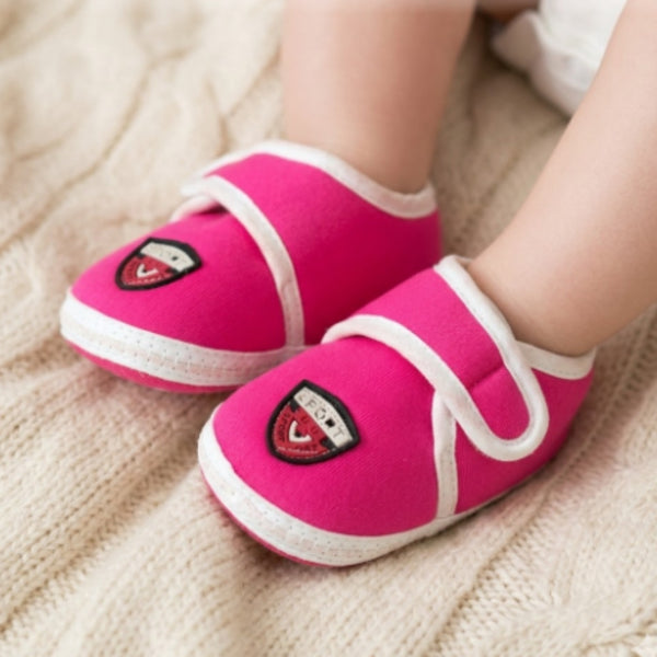 6 To 12 Months Baby Boys & Baby Girls Cute Soft Cotton Pre-Walker Sports Booties (Pink)-SK189