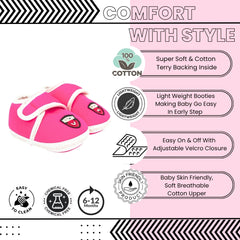 6 To 12 Months Baby Boys & Baby Girls Cute Soft Cotton Pre-Walker Sports Booties (Pink)-SK189