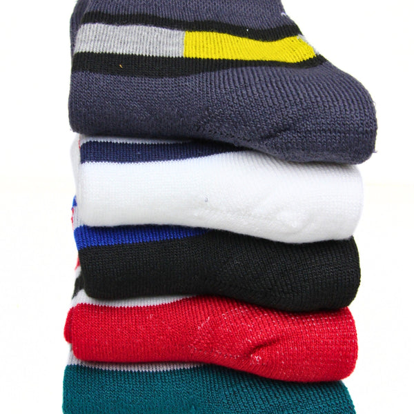 Baby Boys 5 Pair Multicolor Cotton Striped Ankle Length Socks For 1 To 3 Years-SK657