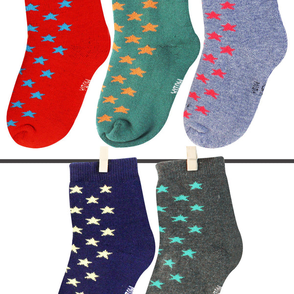 Boy's & Girl's 5 Pair Polka Dot Cotton Ankle Socks For 3 To 5 Years-SK726