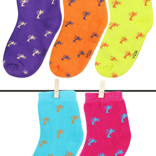 11 To 15 Years Boys & Girls 5 Pairs Terry Cotton Ankle Socks (Purple,Light Blue,Pink,Orange,Yellow)-SK1003
