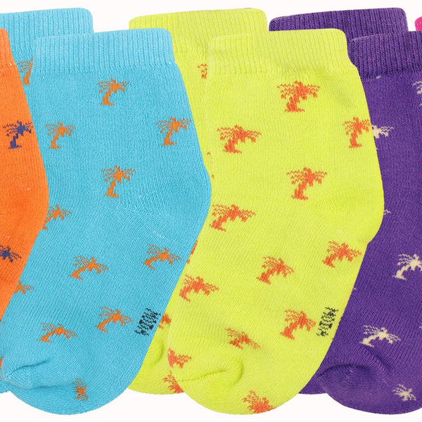 11 To 15 Years Boys & Girls 5 Pairs Terry Cotton Ankle Socks (Purple,Light Blue,Pink,Orange,Yellow)-SK1003